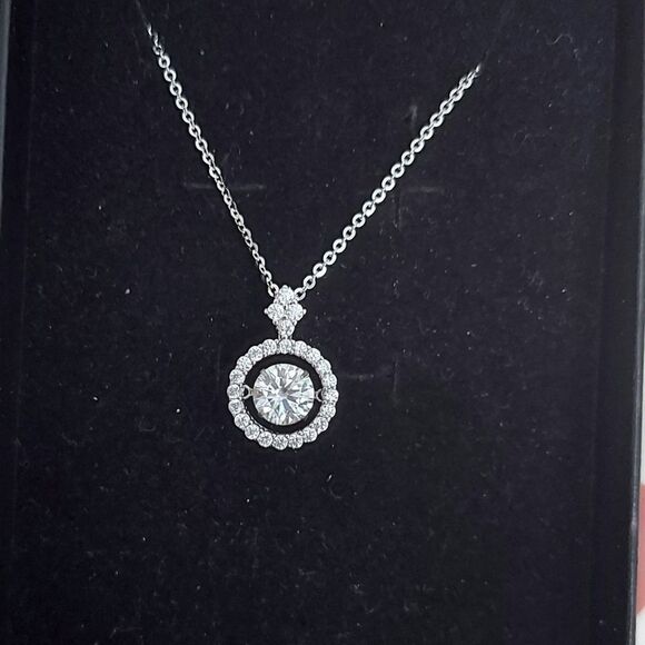 1 Carat Dancing Moissanite Sterling Silver Necklace - Picture 3 of 8